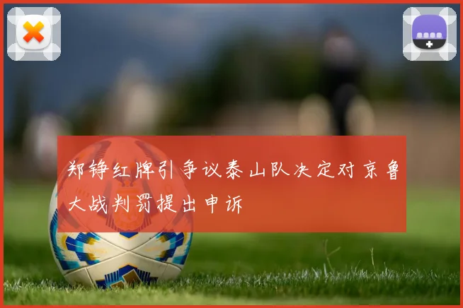 郑铮红牌引争议泰山队决定对京鲁大战判罚提出申诉